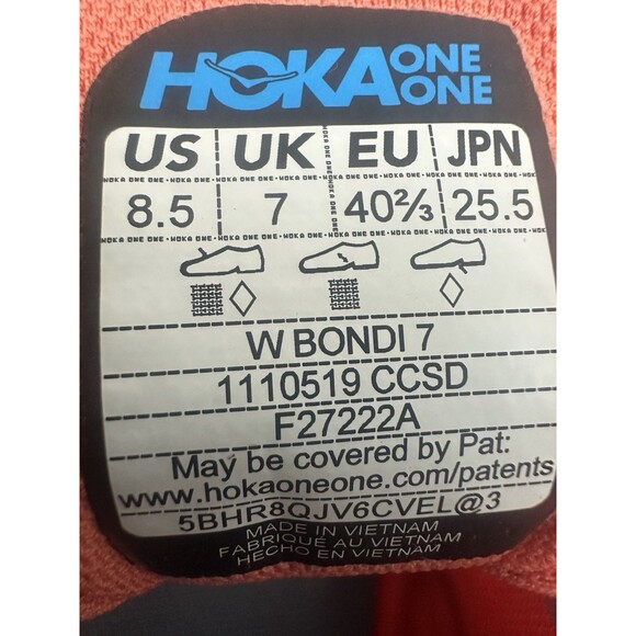 Hoka One One Women Bondi 7 Vallarta Blue Phlox Pink 1110519/CCSD Size 8.5 New‎ - Picture 13 of 14